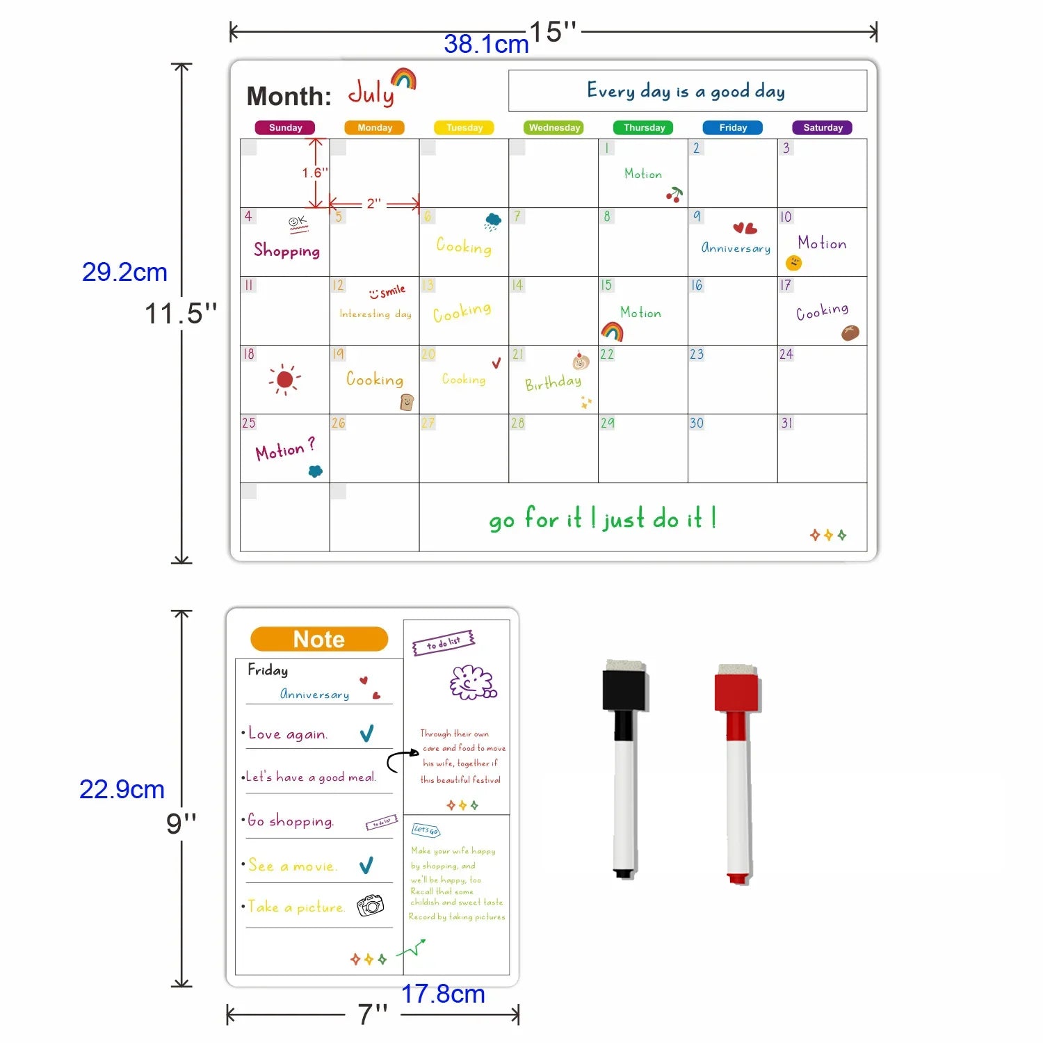 Magnetic Calendar For Fridge Monthly Weekly Planner Calendar Table Dry Erase Whiteboard With Pen Fridge Sticker Message Board - aqcollective