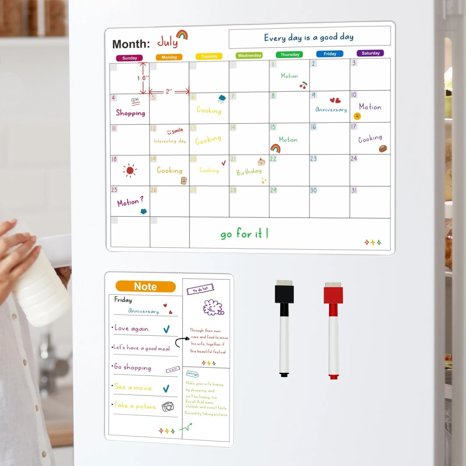 Magnetic Calendar For Fridge Monthly Weekly Planner Calendar Table Dry Erase Whiteboard With Pen Fridge Sticker Message Board - aqcollective