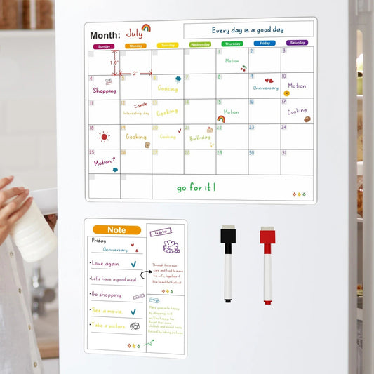 Magnetic Calendar For Fridge Monthly Weekly Planner Calendar Table Dry Erase Whiteboard With Pen Fridge Sticker Message Board - aqcollective
