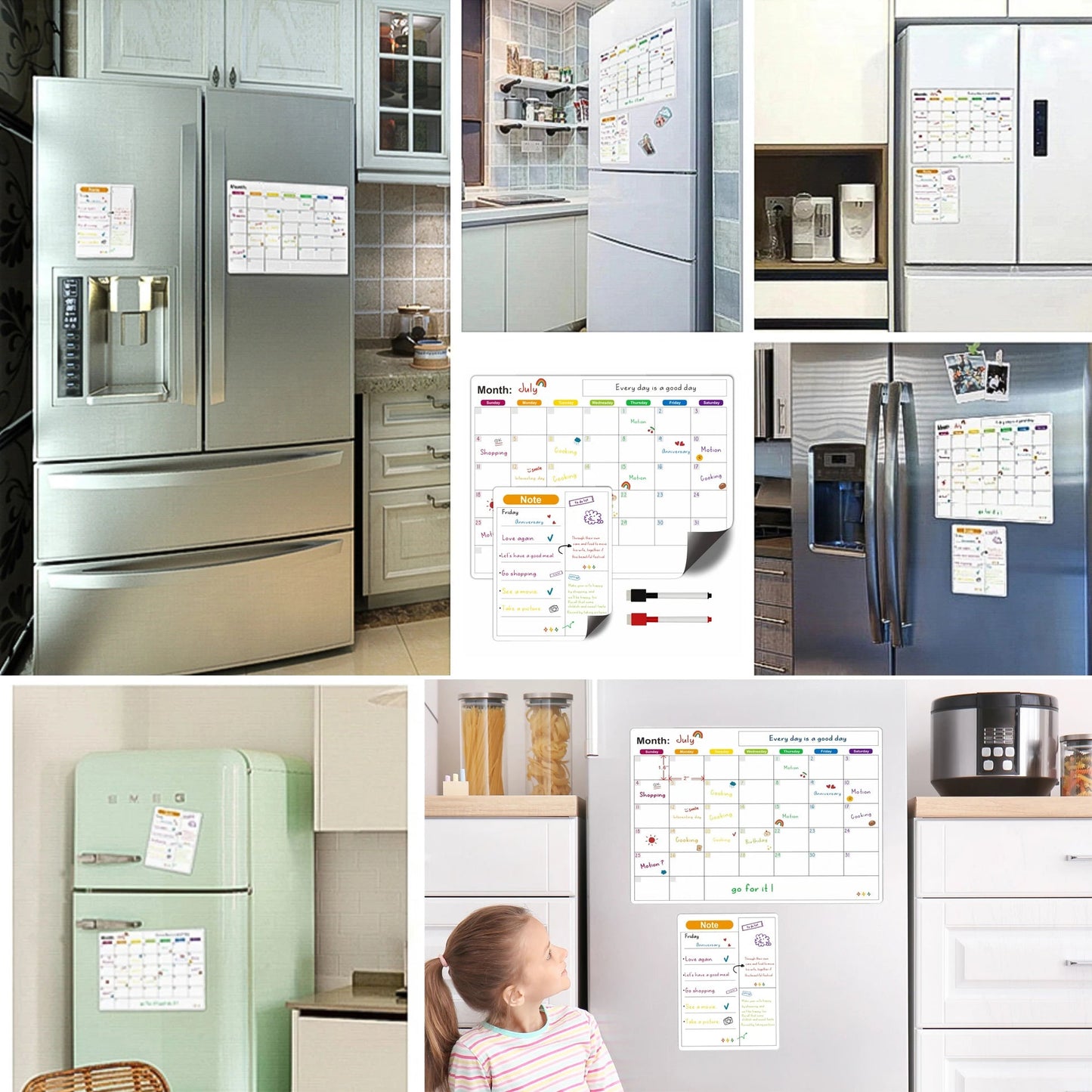 Magnetic Calendar For Fridge Monthly Weekly Planner Calendar Table Dry Erase Whiteboard With Pen Fridge Sticker Message Board - aqcollective