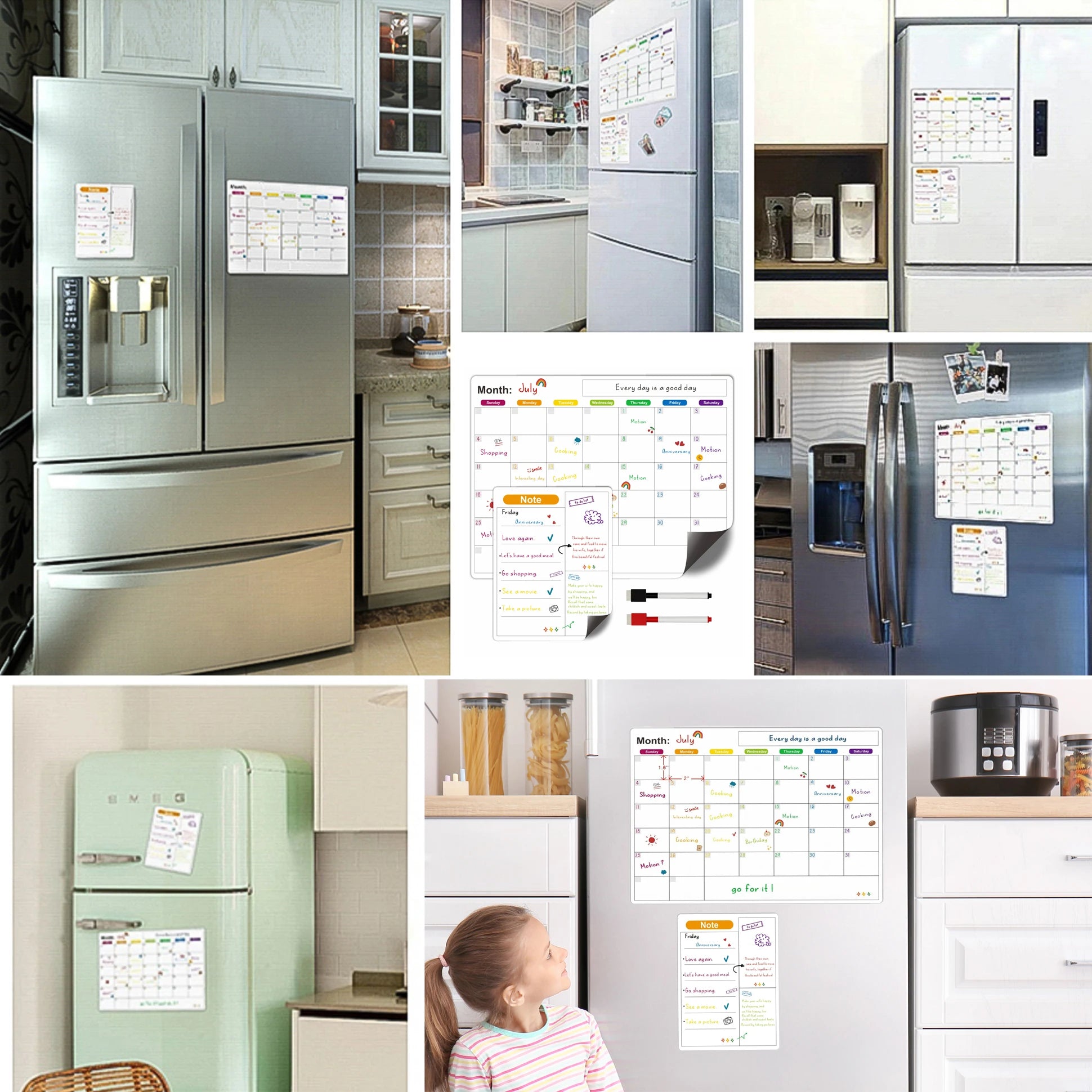 Magnetic Calendar For Fridge Monthly Weekly Planner Calendar Table Dry Erase Whiteboard With Pen Fridge Sticker Message Board - aqcollective