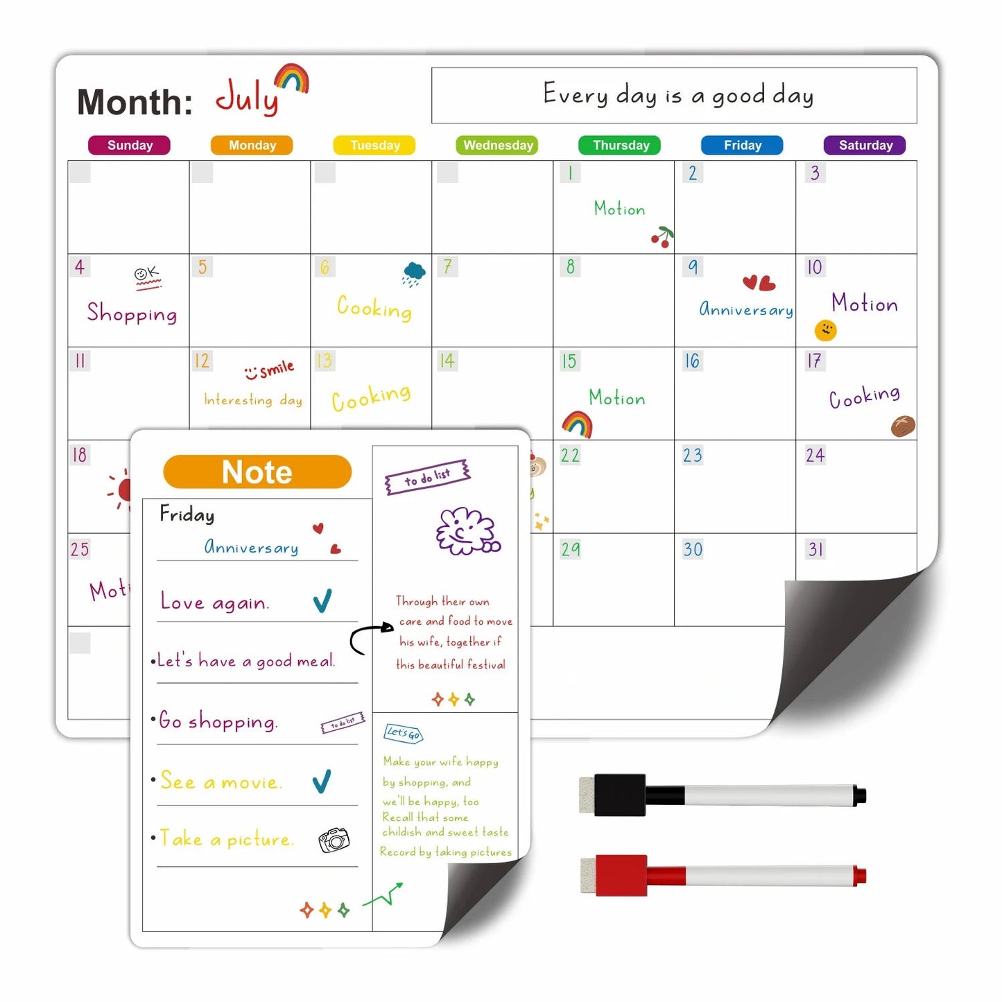Magnetic Calendar For Fridge Monthly Weekly Planner Calendar Table Dry Erase Whiteboard With Pen Fridge Sticker Message Board - aqcollective