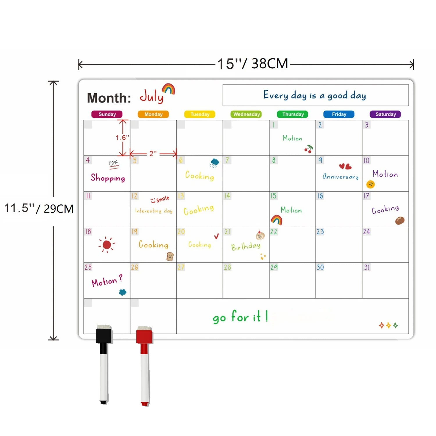 Magnetic Calendar For Fridge Monthly Weekly Planner Calendar Table Dry Erase Whiteboard With Pen Fridge Sticker Message Board - aqcollective