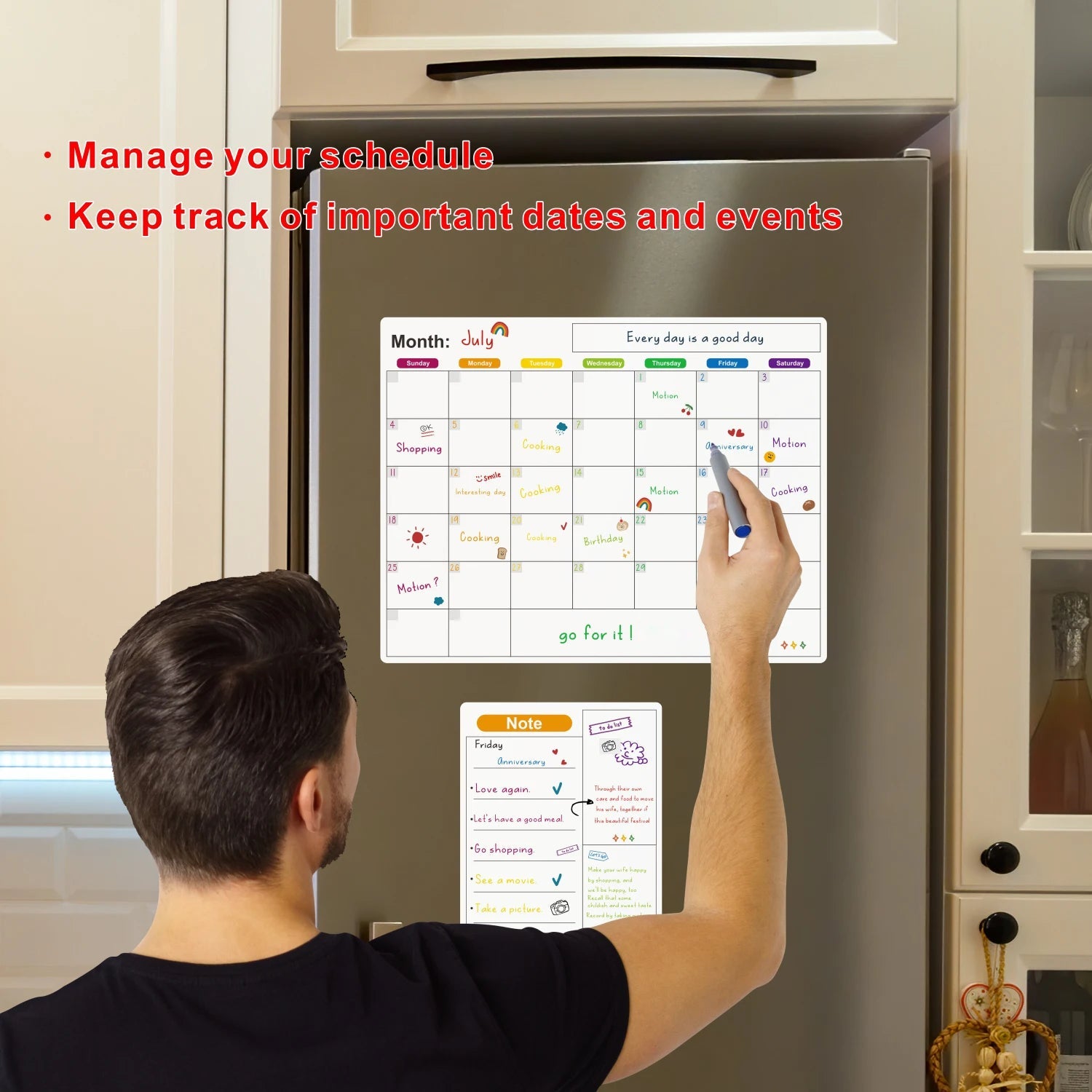 Magnetic Calendar For Fridge Monthly Weekly Planner Calendar Table Dry Erase Whiteboard With Pen Fridge Sticker Message Board - aqcollective