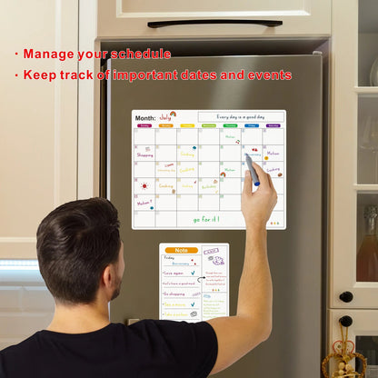 Magnetic Calendar For Fridge Monthly Weekly Planner Calendar Table Dry Erase Whiteboard With Pen Fridge Sticker Message Board - aqcollective