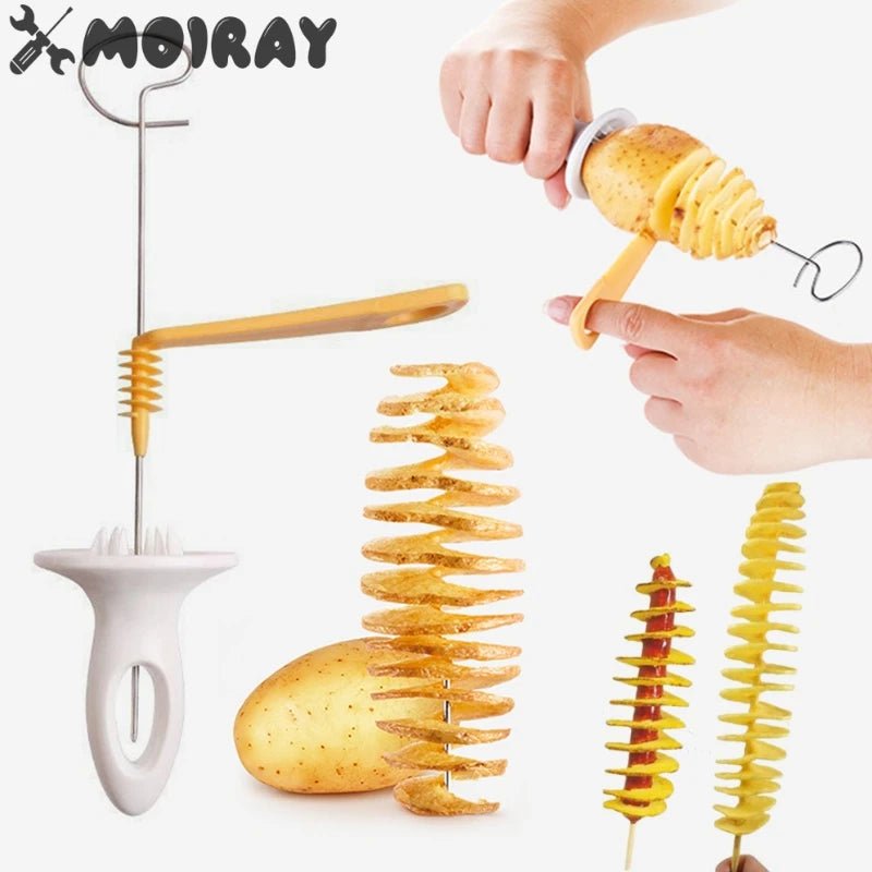 Spiral Potato Cutter Twisted Slice Potato Tower Whirlwind Potato Cut Diy Creative Fruit And Vegetable Spiral Slicer For Kitchen - aqcollective