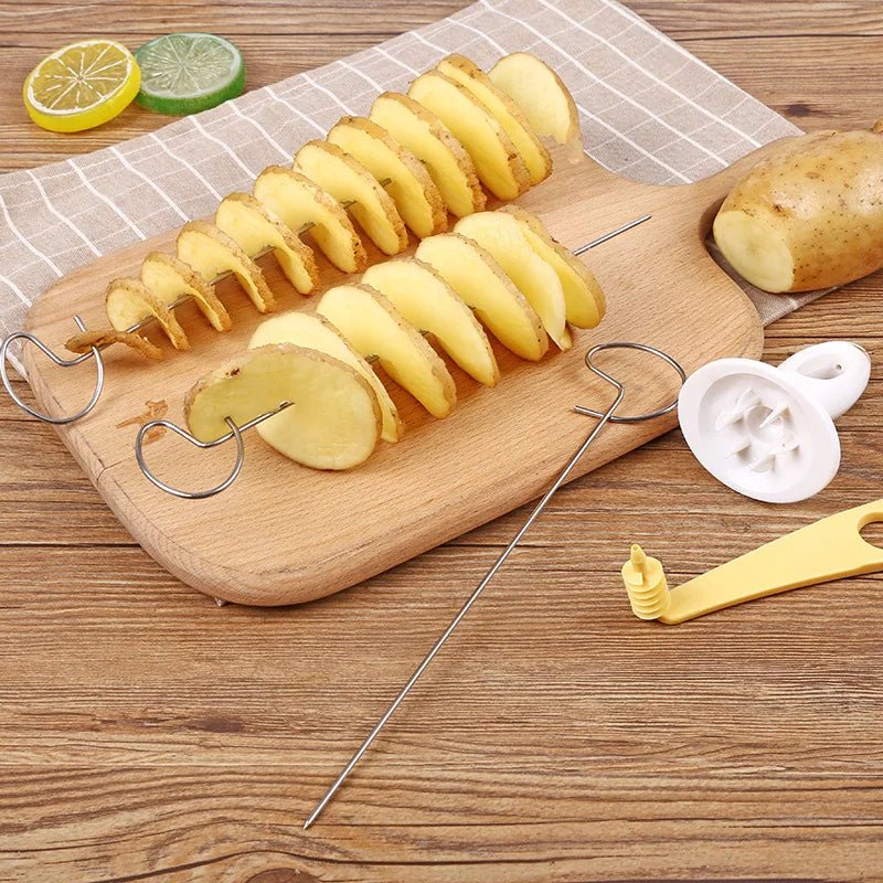 Spiral Potato Cutter Twisted Slice Potato Tower Whirlwind Potato Cut Diy Creative Fruit And Vegetable Spiral Slicer For Kitchen - aqcollective