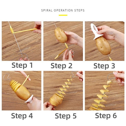 Spiral Potato Cutter Twisted Slice Potato Tower Whirlwind Potato Cut Diy Creative Fruit And Vegetable Spiral Slicer For Kitchen - aqcollective