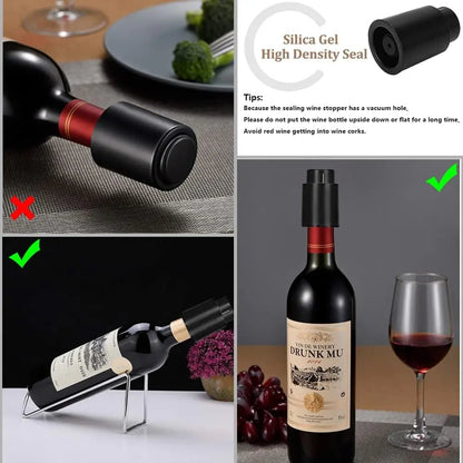 Vacuum Wine Bottle Stopper Sealed Storage Vacuum Memory Wine Stopper Push Style Bar Tools Barware Reusable Wine Cork - aqcollective