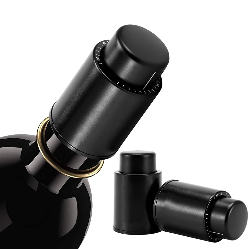 Vacuum Wine Bottle Stopper Sealed Storage Vacuum Memory Wine Stopper Push Style Bar Tools Barware Reusable Wine Cork - aqcollective