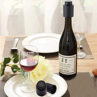 Vacuum Wine Bottle Stopper Sealed Storage Vacuum Memory Wine Stopper Push Style Bar Tools Barware Reusable Wine Cork - aqcollective