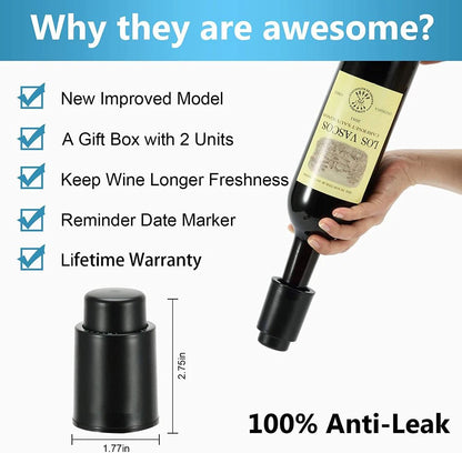Vacuum Wine Bottle Stopper Sealed Storage Vacuum Memory Wine Stopper Push Style Bar Tools Barware Reusable Wine Cork - aqcollective