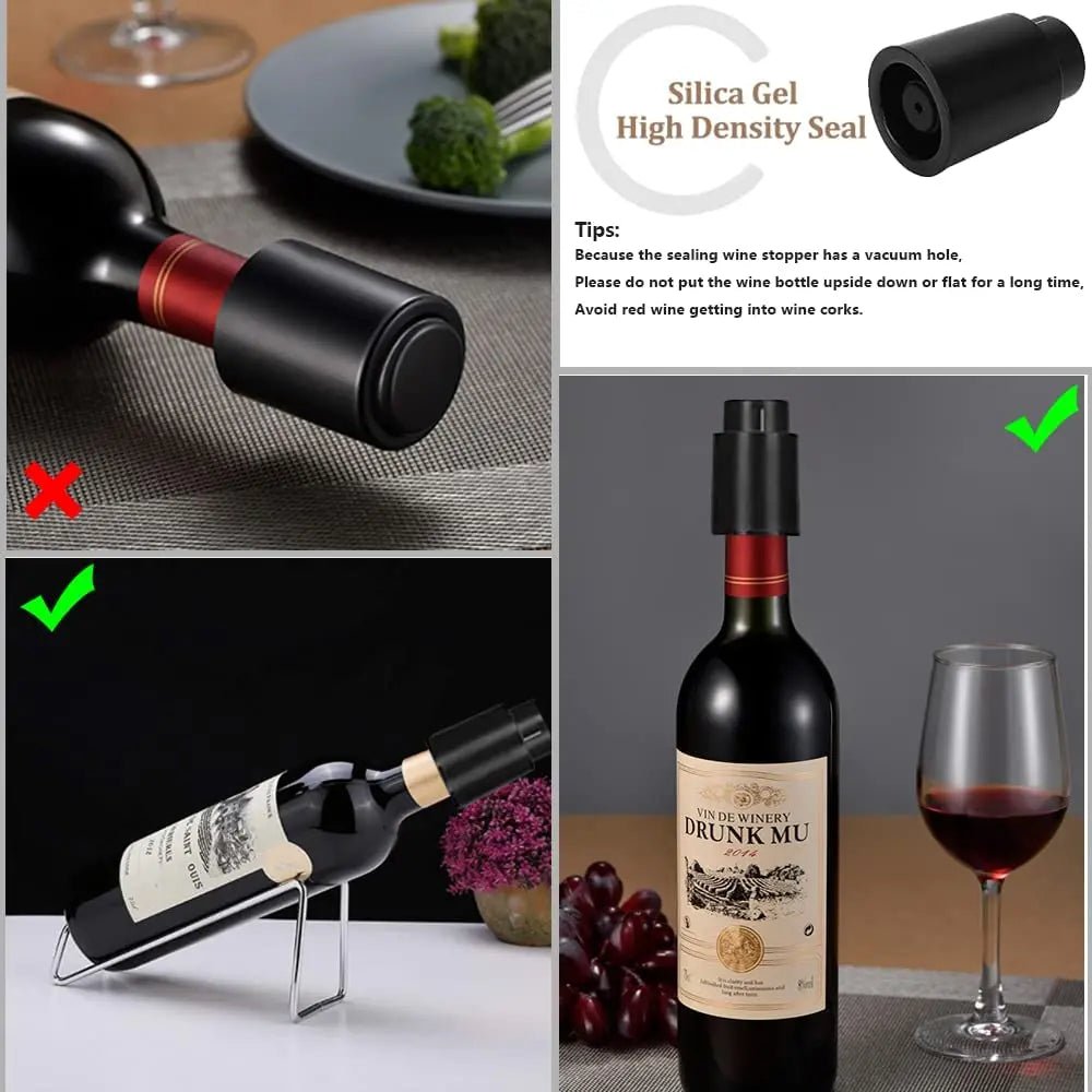 Vacuum Wine Bottle Stopper Sealed Storage Vacuum Memory Wine Stopper Push Style Bar Tools Barware Reusable Wine Cork - aqcollective