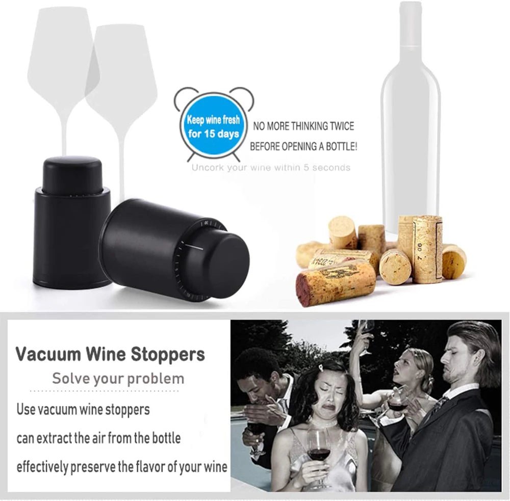 Vacuum Wine Bottle Stopper Sealed Storage Vacuum Memory Wine Stopper Push Style Bar Tools Barware Reusable Wine Cork - aqcollective